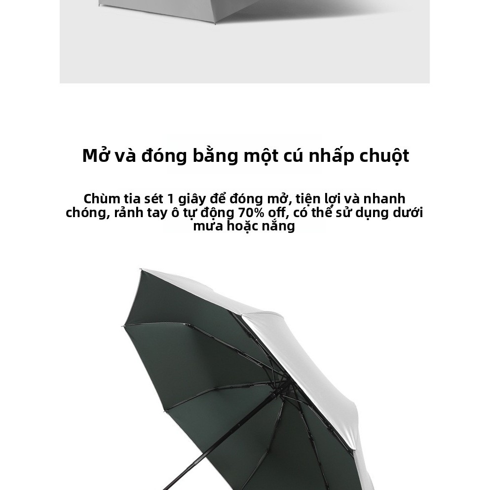 Ô 8-Bone Titan Bạc Cao Su Ba Mặt Tự Động Ô Chống Nắng Tấm Che Nắng Ô Ra