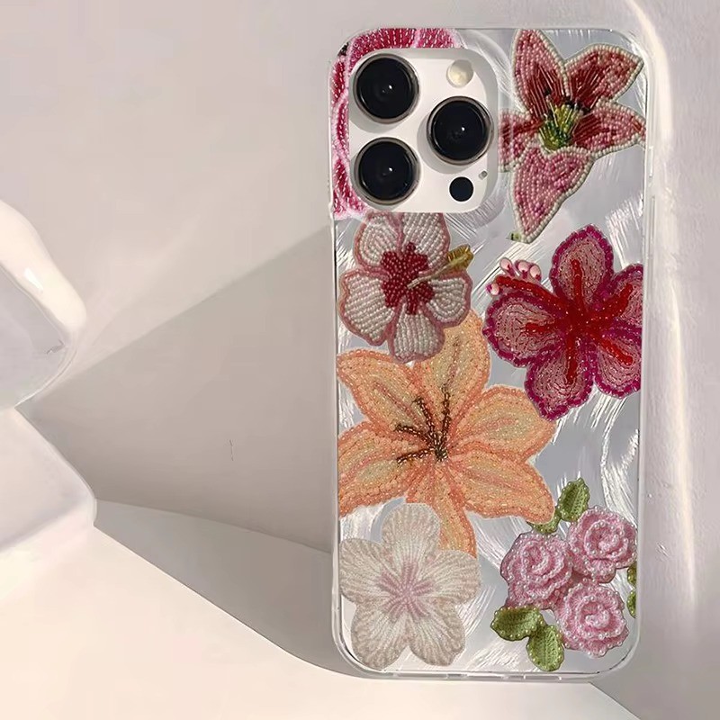 Vỏ Cho Realme Note 60 50 C67 C63 C65 C53 C55 C35 C51 C15 5i C21Y C11 C25 8 8i 6i 5 10 C20 5S C33 C30 Hoa Ngọc Trai In Sáng Bóng Sợi Lông Vũ IMD Laser Vỏ Cứng Chống Sốc