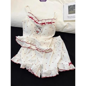 Pure Desire Sweet Hello Kitty Bộ Đồ Ngủ In Hình Nữ Mùa Hè mới Quần短裤无袖Homewear Suit [BL]