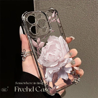 Ins Hàn Quốc Cool Sober Flower Vỏ Mạ Sang Trọng Cho IPhone 16 11 12 13 14 15 16E Pro Xs Max X Xr 7 8 Plus SE Vỏ Điện Thoại TPU Mềm Chống Rơi Ốp Lưng Chống Sốc