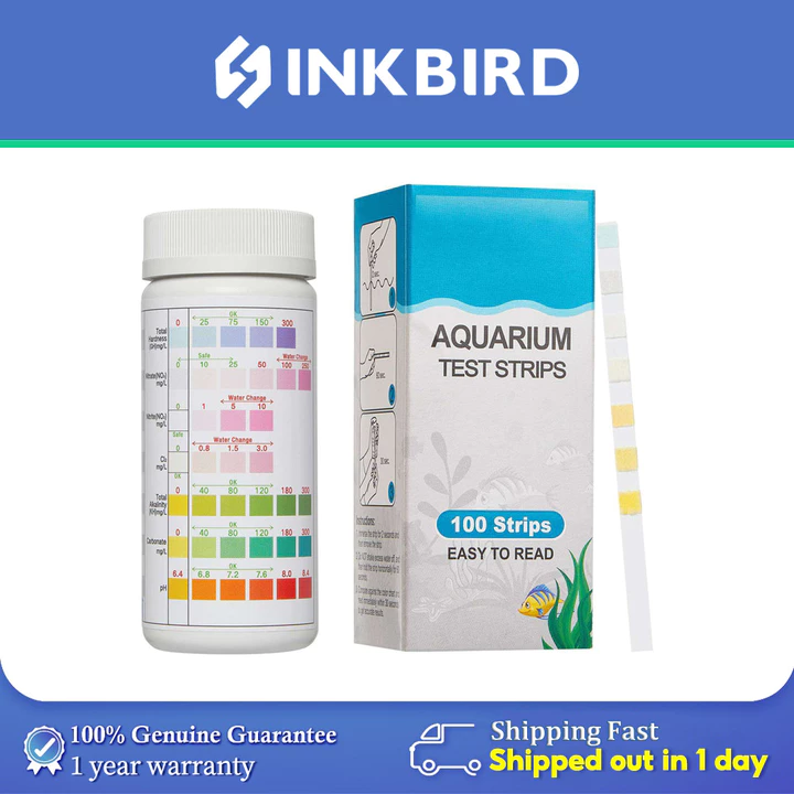 Inkbird Bộ Test Nước 7 Trong 1 - Đo pH, Độ Cứng, Nitrat, Nitrit, Cl2, Kiềm, Carbonate Que Thử Nước Hồ Cá