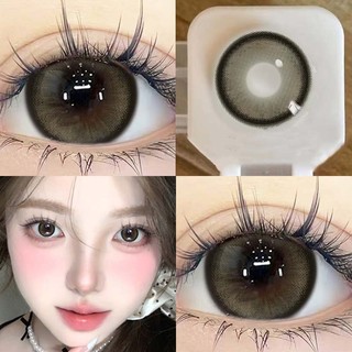 YI TONG NIAN {Spot} Ống kính tiếp xúc màu sắc tươi tắn Đường kính lớn 14,5mm Trang điểm mắt Ống kính tiếp xúc màu nâu đen