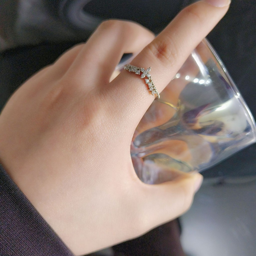 Nhẫn Vương Miện Đính Đá Zircon Phong Cách Hàn Quốc INS Xu Hướng Dành Cho Phụ Nữ Thời Trang Thanh Lịch Sang Trọng Nhẹ Nhàng Thiết Kế Cao Cấp Mở