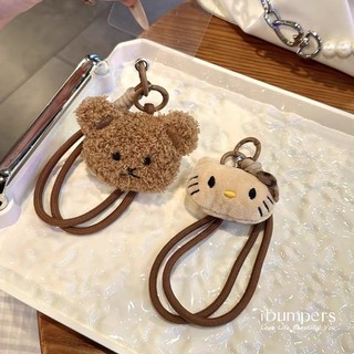 Ibumpers Đồ chơi sang trọng dễ thương Gấu bông Dây đeo cổ tay Vỏ điện thoại Phụ kiện treo di động Chống mất