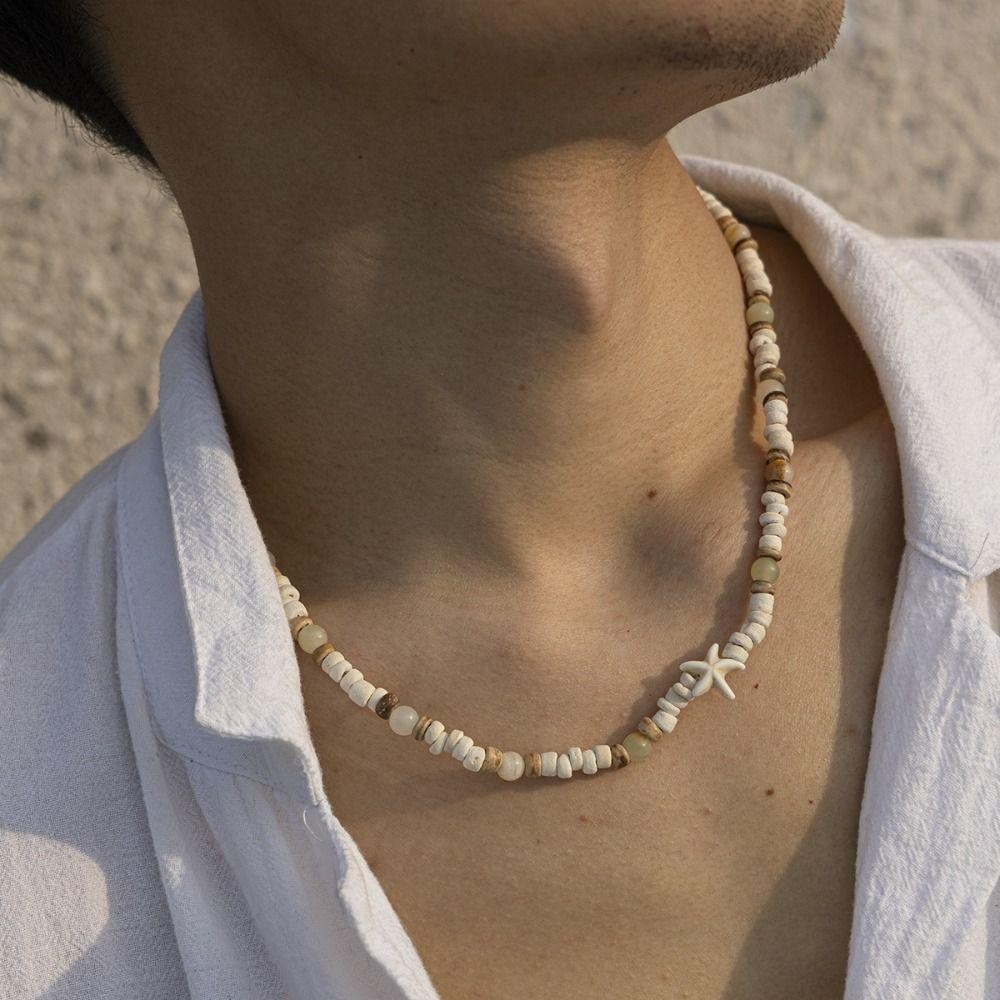 Vòng Cổ Ôm Dừa Bohemian Sao Biển Choker, Mùa Hè Đi Biển Lướt Sóng Tự Nhiên Nối Nam Xương Đòn Dây Chuyền Nam Quà Tặng