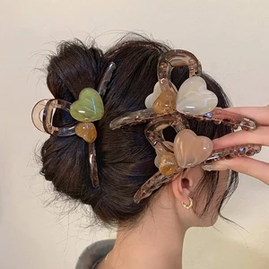 Kẹp tóc hình trái tim cao cấp Shark Clip, phụ kiện tóc, kẹp tóc trang trí cho phụ nữ, kiểu mới 2025, kẹp tóc kiểu móng vuốt