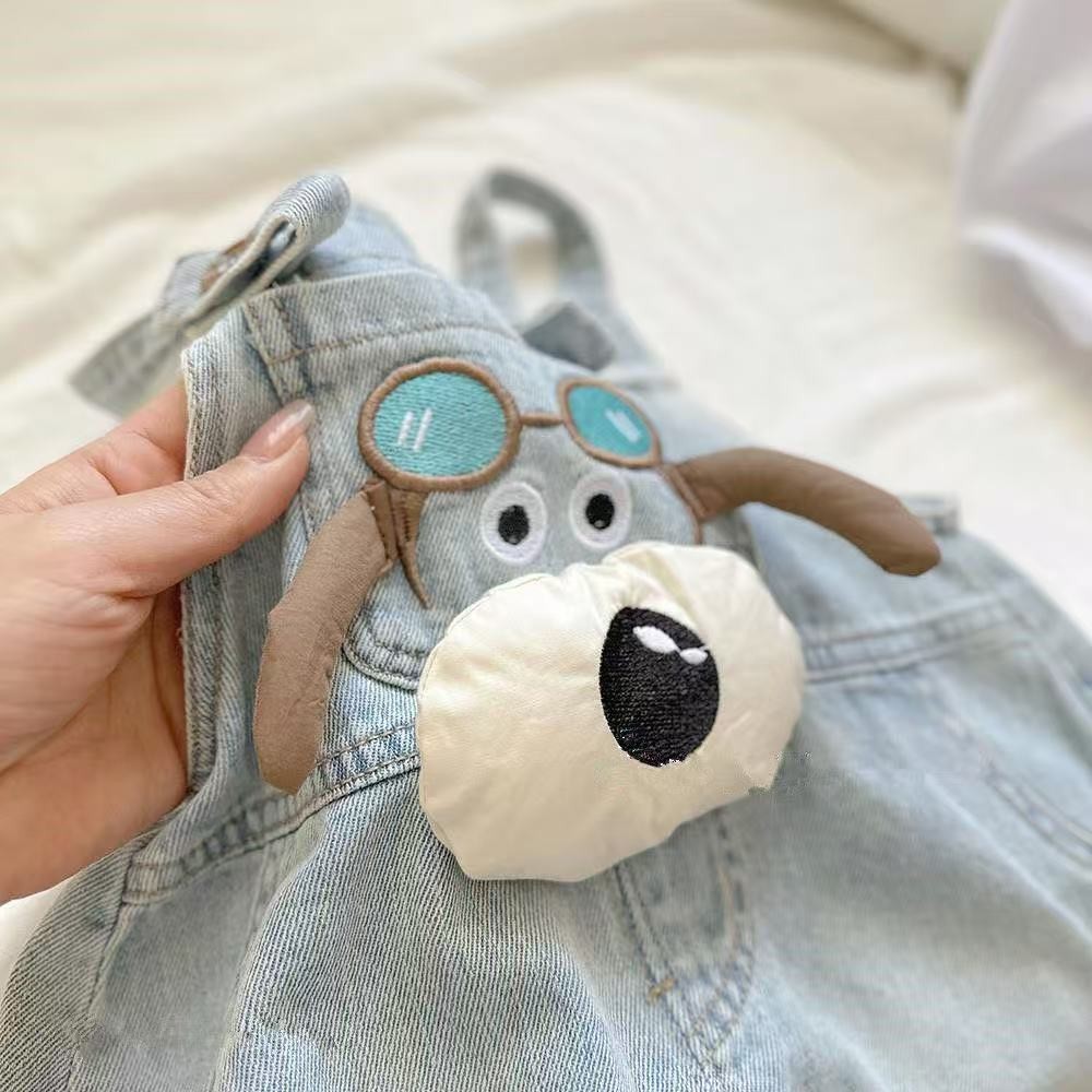 Quần yếm ngắn tay Bộ đồ trẻ em Quần áo trẻ em Quần áo trẻ em Bộ đồ hai mảnh Denim 6.17