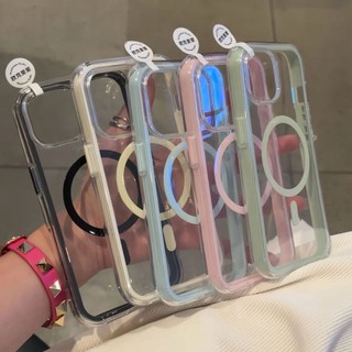 Ốp điện thoại hút từ tính khung màu nâng cao cho iPhone16 15 14 13 12 11 Pro Max bảo vệ camera chống sốc chống rơi mặt sau mềm
