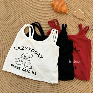 Mùa Hè Cotton Nguyên Chất Trẻ Em Camisole Hoạt Hình Dễ Thương In Hình Bé Gái Áo Thun Không Tay Ngắn Giữa Nhỏ Trẻ Em Top