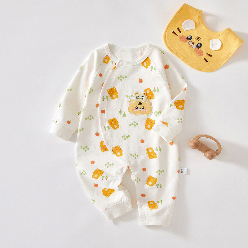 Bộ áo liền quần trẻ em SY6 làm bằng cotton nguyên chất cho cả nam và nữ Bộ đồ ngủ xuân thu Mềm mại thoáng khí YS6
