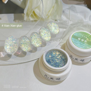 XEIJAYI Gel móng tay chất liệu sequin opal Xian Xian, sequin lấp lánh mịn, keo phototherapy đóng hộp cho nghệ thuật làm móng cho tiệm làm móng