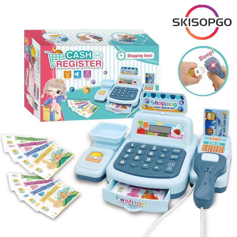 【SKISOPGO】Trẻ Em Mô Phỏng Mua Sắm, Mô Phỏng Đa Chức Năng Máy Tính Tiền Đồ Chơi, Chiếu Sáng Và Hiệu Ứng Âm Thanh