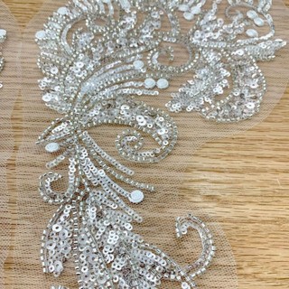 JKDESIGN Áo Dài Ren Thêu Sang Trọng, Đính Hạt và Kim Sa Lấp Lánh, Nhiều Màu Sắc cho Tiệc Cô Dâu với Cổ Appliqué