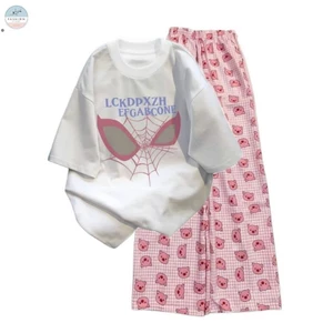 Sét bộ đồ nữ ống rộng suông trẻ trung + Mix áo phông form rộng-hình Nhện-QUẦN ÁO