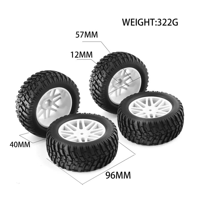 4PSC 1 / 10 Khóa Ngắn Lốp Xe Tải Lốp Bánh Xe 12Mm Lục Giác 95Mm Phần Cho HSP 15502 94107 94170 94155 94177 HPI RC Xe