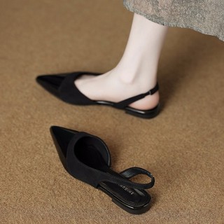 35-42 Dép sandal phẳng mũi nhọn cho phụ nữ với một dây đeo, kích thước lớn, cắt bên