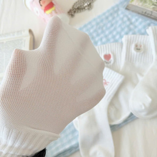MEOWU Tất Vớ Cotton Trắng Thêu Họa Tiết Hoạt Hình Màu Hồng