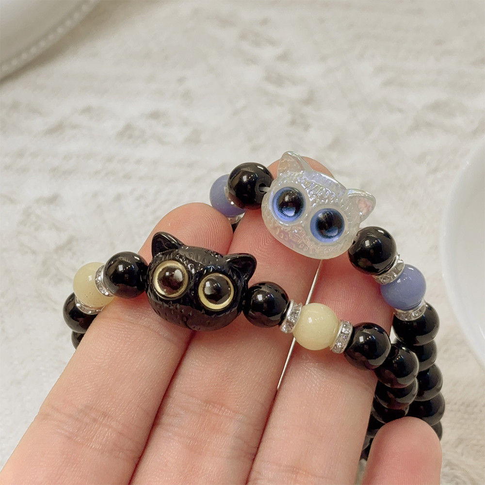 Thời Trang Phát Sáng Trong Bóng Tối Mèo Đính Hạt Tay Dệt Vòng Tay - Đáng Yêu Mèo Con Quyến Rũ Cặp Đôi Bạn Bè Lắc Tay Trang Sức