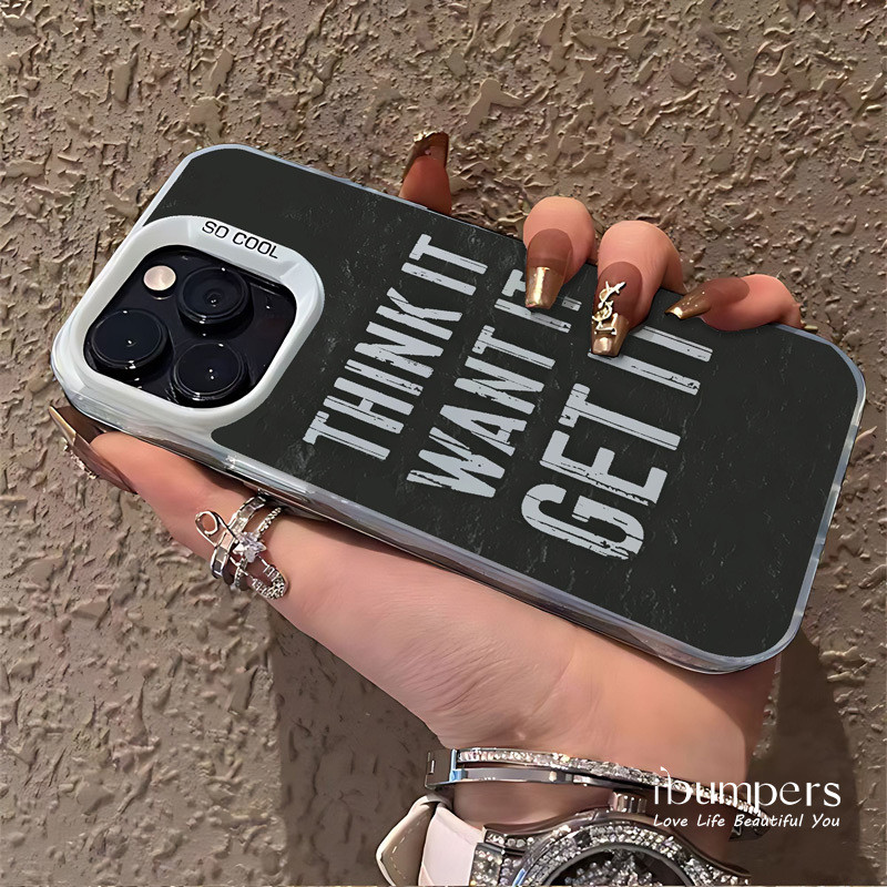 ibumpers Ốp Điện Thoại iPhone Cụm Từ Động Lực Họa Tiết Tiếng Anh Cho IPhone 16 15 14 12 13 11 Pro Max IP 7 8 Plus X XS XR Ốp Lưng IMD Cứng Và Nhẵn