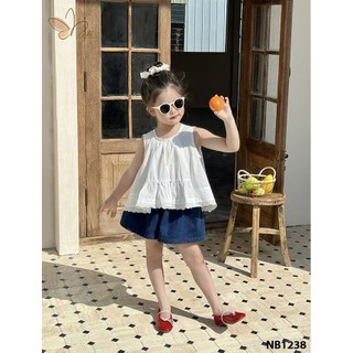 13-45kg (hàng thiết kế) Set áo babydoll mix quần bò đùi cho bé gái Nabi