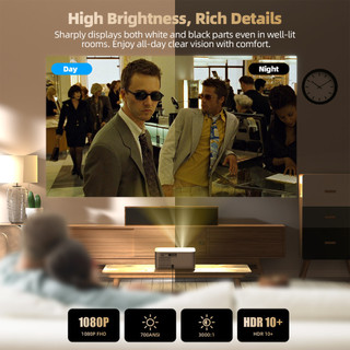 Máy chiếu Netflix Goojodoq 1080P 4K Full HD 700ANSI với màn hình lớn 300 inch HDR10+ Bluetooth 5.0