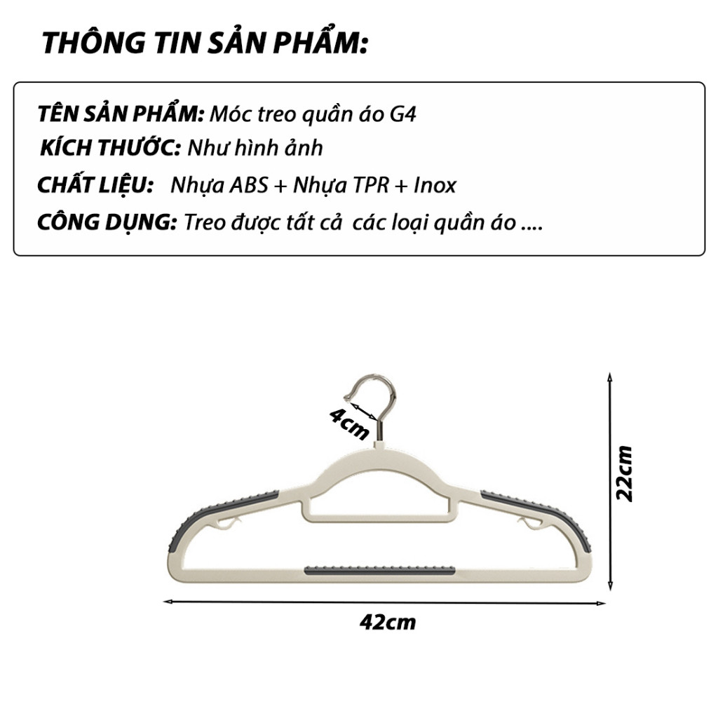Set 50c Móc treo quần áo bằng nhựa chống tuột, Móc phơi chống trượt đa năng chất nhựa -BB