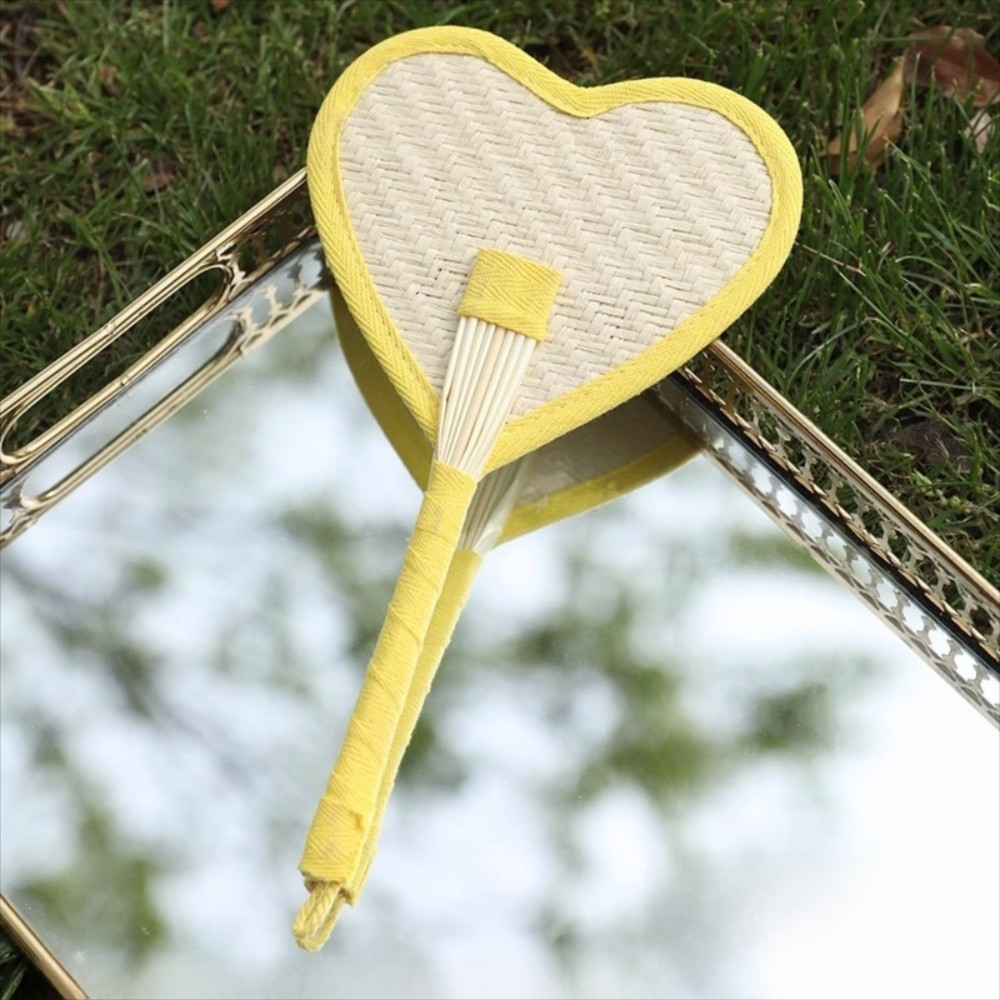 Quạt cầm tay dệt HAPPYNOOK, Nhẹ với những người hâm mộ Raffia thủ công viền đầy màu sắc, Quạt lá cọ di động tự nhiên Mặt dây chuyền trang trí nội thất