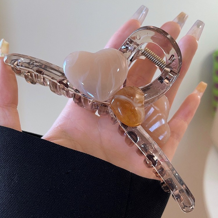 Kẹp tóc hình trái tim cao cấp Shark Clip, phụ kiện tóc, kẹp tóc trang trí cho phụ nữ, kiểu mới 2025, kẹp tóc kiểu móng vuốt