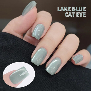 XEIJAYI Gel móng tay mắt mèo xanh hồ, đá trong suốt Mambo, hạt thủy tinh trắng, bóng đèn nhỏ, keo trị liệu nghệ thuật móng tay cho tiệm làm móng