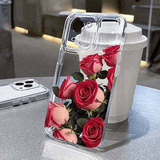 Hoa Lily Hibiscus Hoa Hồng In Hình Trong Suốt Cho Iphone 16 Pro Max 11 13 12 14 15 Pro Max X XS 16E Ốp Lưng Điện Thoại Silicon Hoa Vintage Thiết Kế Mới Chống Sốc Trong Suốt TPU Mềm