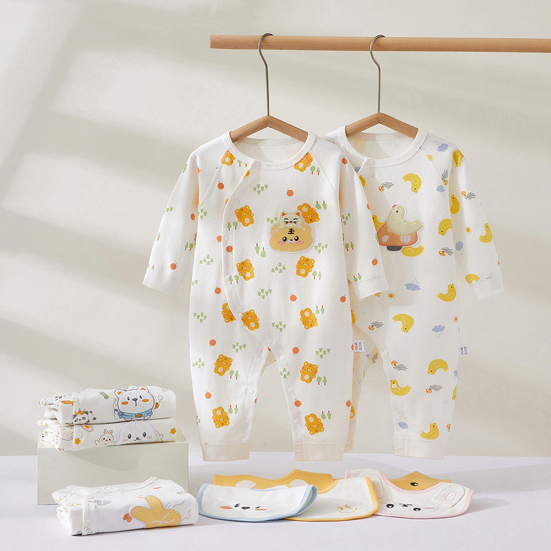 Bộ áo liền quần trẻ em SY6 làm bằng cotton nguyên chất cho cả nam và nữ Bộ đồ ngủ xuân thu Mềm mại thoáng khí YS6