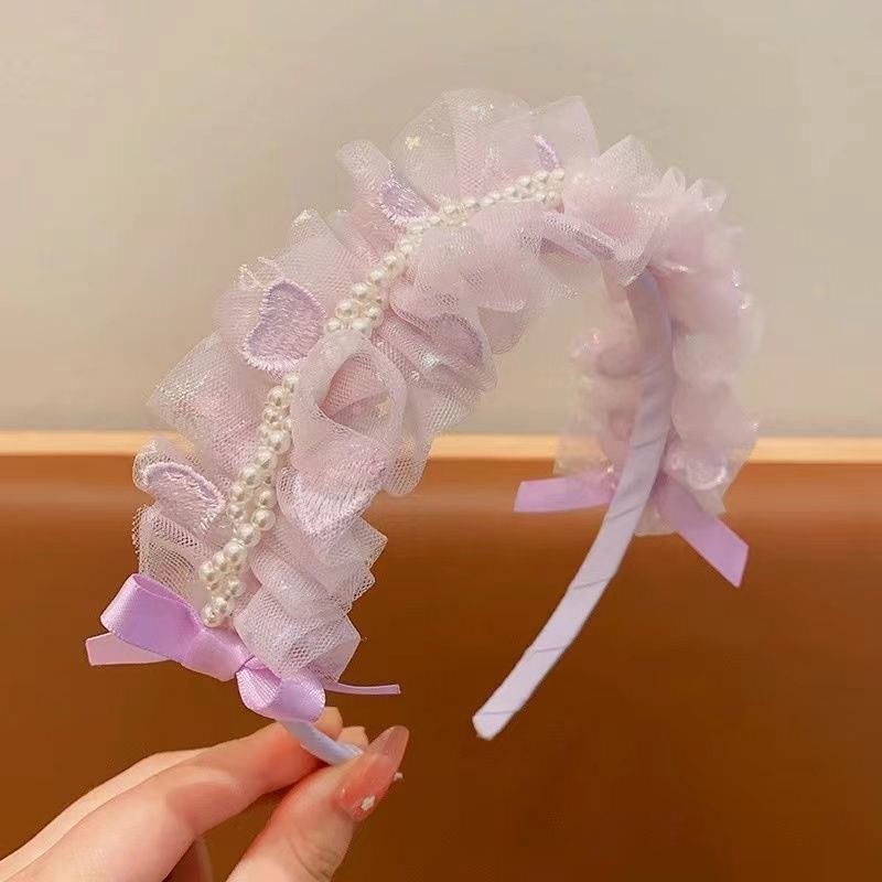 Băng đô xếp nếp bằng vải tuyn màu pastel thanh lịch - Phụ kiện thời trang
