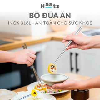 Bộ 10 đôi đũa Haazt CIM316 inox 316L, khắc laser chống trượt, siêu bền nhẹ, an toàn cho sức khỏe