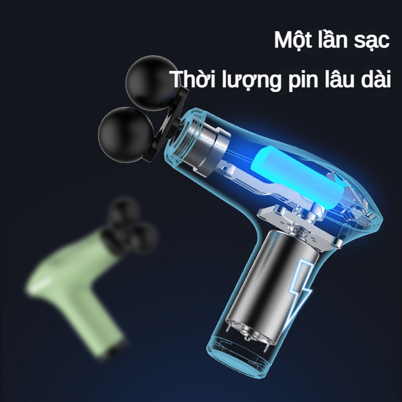 Súng Massage Hai Đầu Thư Giãn Cơ Điện Cổ Khẩu Trang Súng Thể Dục mini Rung Thông Minh Súng Sốc Fascia Súng