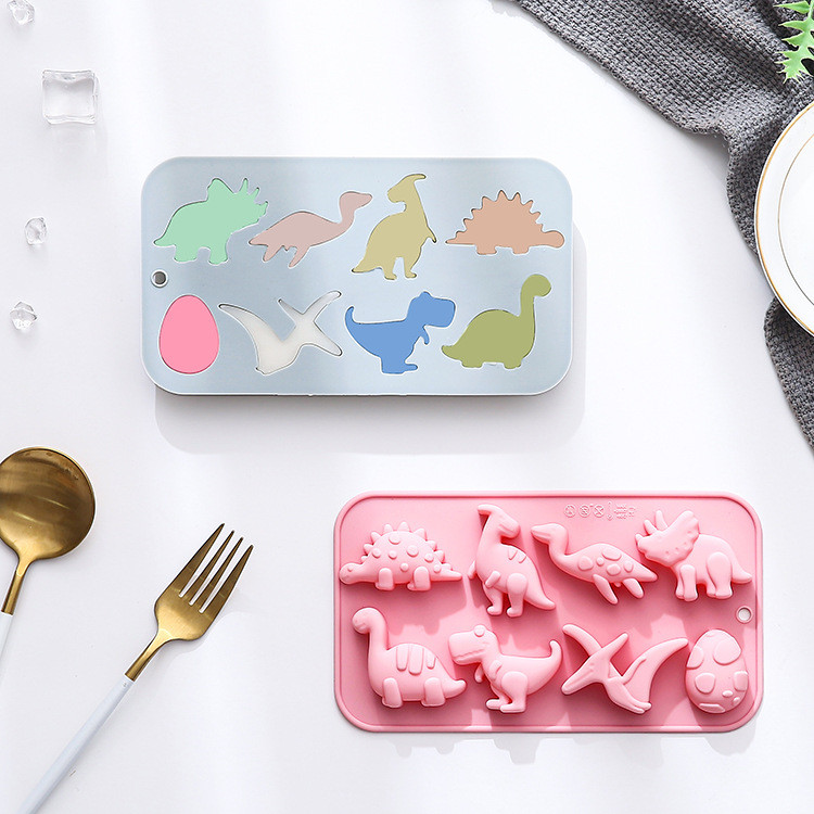 8 Khoang Khủng Long Kỷ Jura Chủ Đề Khuôn Silicon Nướng Bánh Xà Phòng Handmade Khuôn Bánh Sô Cô La Khuôn Làm Bánh DIY