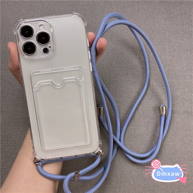 Có Dây Đeo Ngang Trong Suốt Ốp Lưng Điện Thoại Redmi Note 14 13 12 Pro 14 13 12 Pro Plus 5G 4G Vỏ Đựng Thẻ Mềm Có Dây Đeo Màu Trơn
