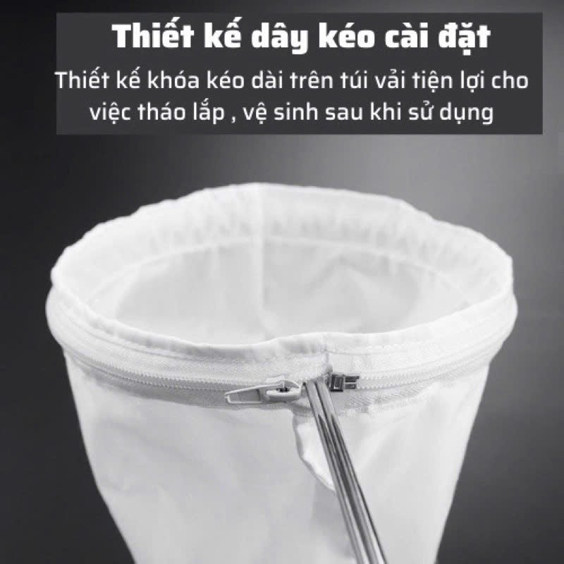 Túi Vải Lọc Trà Đa Năng/ Vòng Vợt Cán Inox - Các Size Nhỏ, Vừa, Lớn (Bền Đẹp, Tiện Dụng)