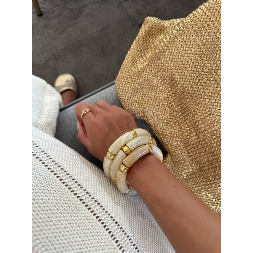 Châu Âu Mỹ Bohemian Thời Trang Ánh Sáng Sang Trọng ins Phong Cách Đính Hạt Vòng Tay Đàn Hồi Bộ Đảo Kỳ Nghỉ Phong Cách Vòng Tay Tre