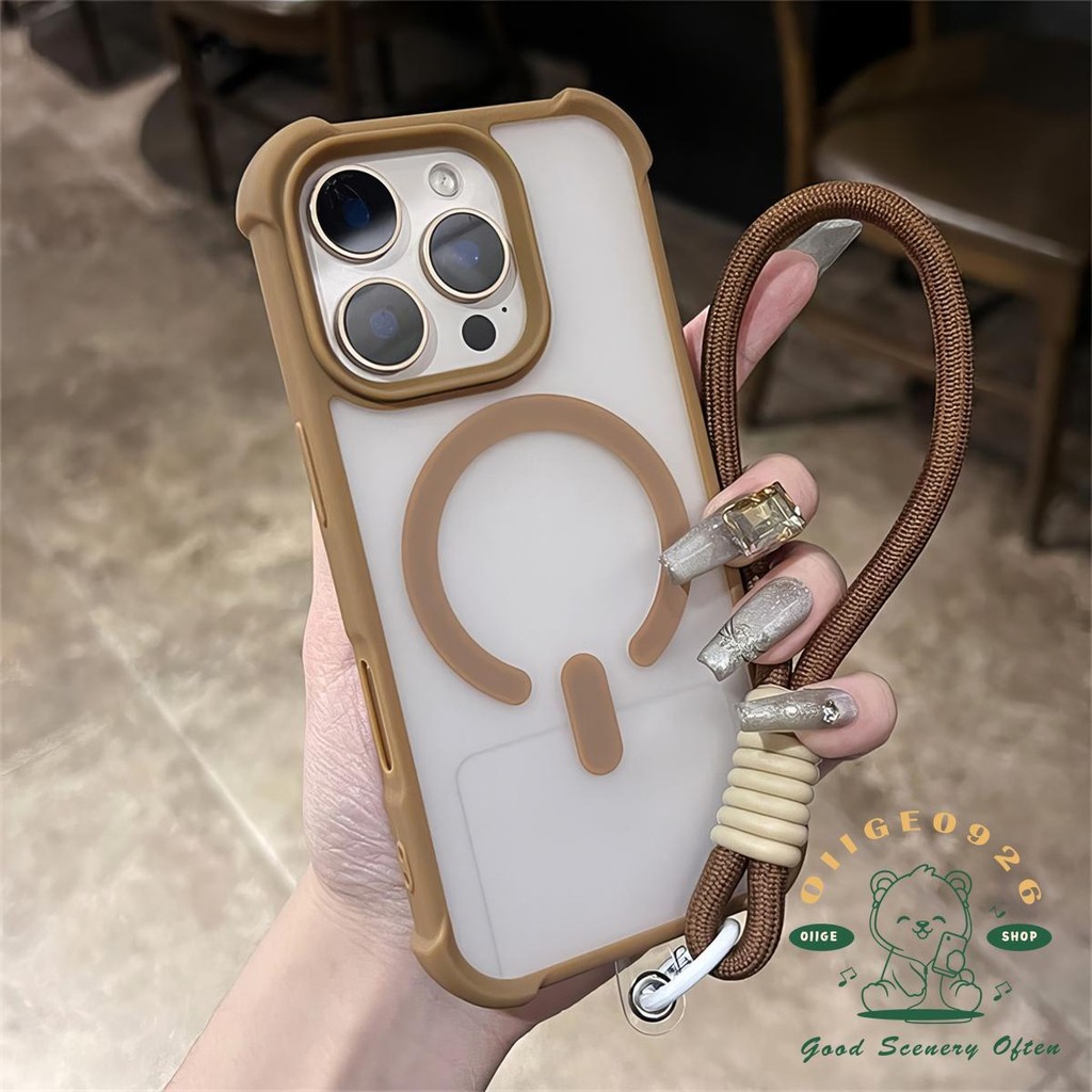 Dây buộc chất lỏng mờ từ tính Vỏ điện thoại iphone16 Pro Max 15 14 13 12 11 vỏ cho vỏ iPhone vỏ mềm TPU chống sốc