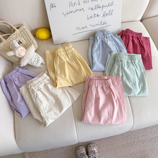 Quần dài mỏng mùa hè cho trẻ em bằng cotton nguyên chất, phong cách Hàn Quốc, đơn giản, thoải mái, màu sắc đồng nhất, quần chín điểm cho bé trai và bé gái