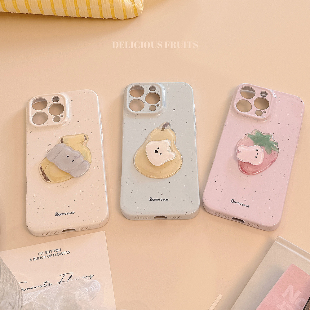 Ốp Điện Thoại Cho Chó Xoay Trái Cây Lập Thể Cho iPhone 17 Pro Max 16 15 14 13 Vỏ Bảo Vệ Chống Sốc