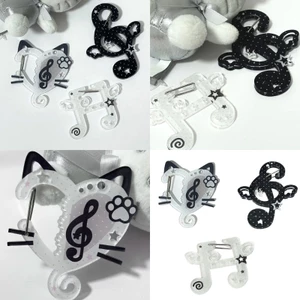 Treeling Hoạt Hình Acrylic Ghi Chú Âm Nhạc Móc Khóa Phụ Kiện Ba Lô Carabiner Trang Trí