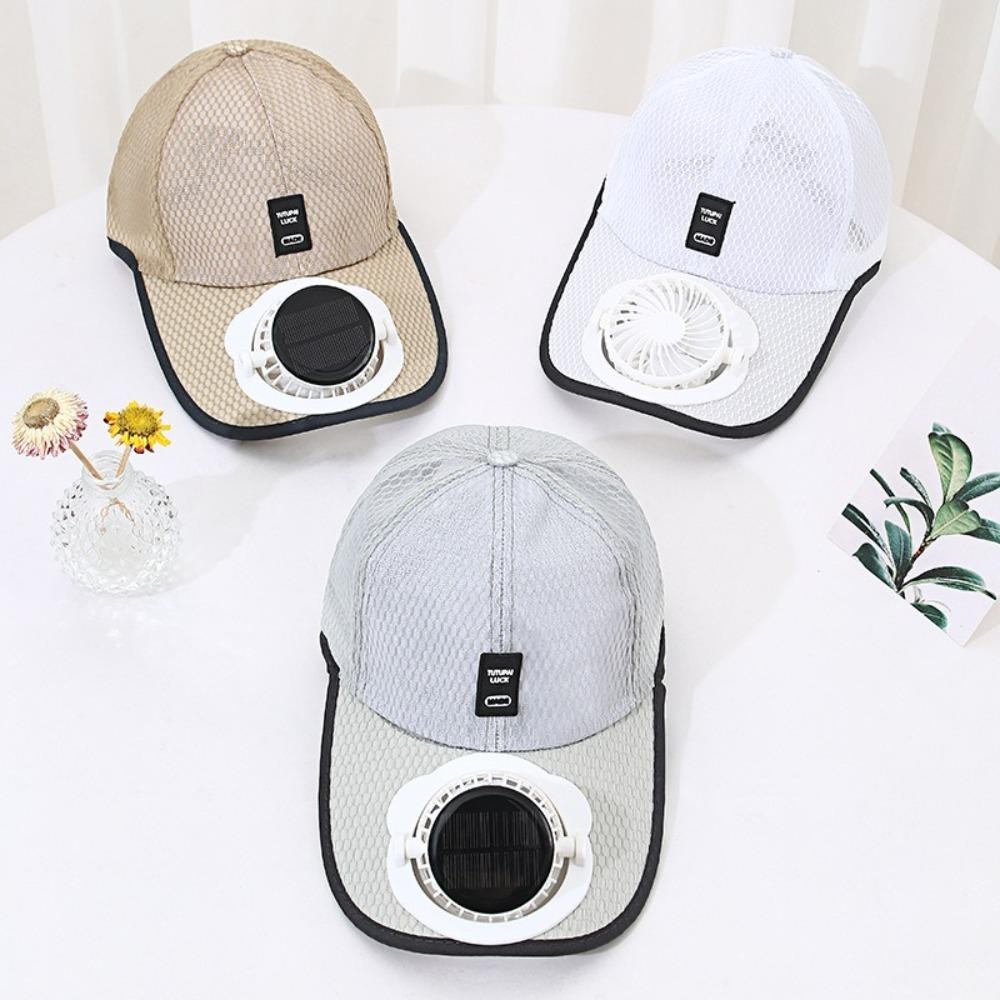 YOLOGO Sunhat có quạt, Mũ quạt làm mát toàn lưới thoáng khí, thời trang khô nhanh chống nắng USB sạc bóng chày mùa hè