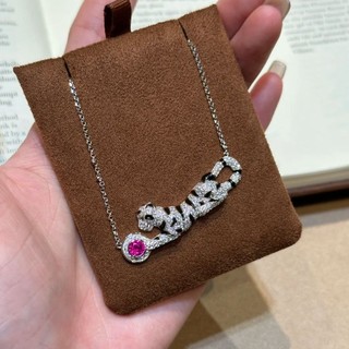 Châu Âu Mỹ ins Phong Cách Mới Đỏ Corundum Full Kim Cương Da Báo Xương Đòn Dây Xích Nữ