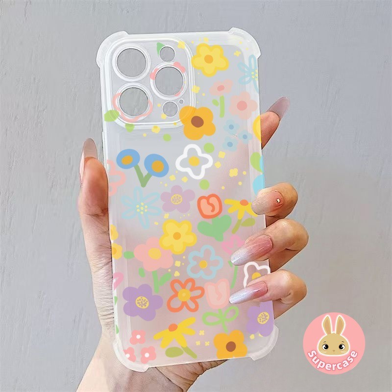 Ốp điện thoại mờ hình hoa đầy màu sắc cho Infinix Smart 9 8 Pro 7 6 5 2021 2020 Tecno Spark 20 20C 10 10C Go 2024 5G 4G Ốp lưng mềm hoạt hình Vỏ điện thoại mờ chống sốc dễ thương