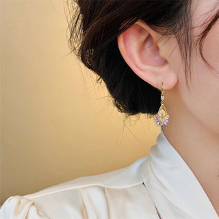Bông tai thả nước pha lê lưới vàng Bông tai nữ nhẹ nhàng sang trọng thời trang cao cấp Bông tai sang trọng