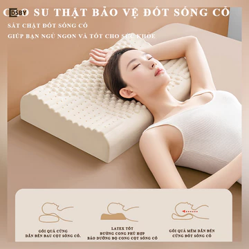 Gối cao su non DSBY cao cấp chống ngáy, Gối ngủ dáng gợn sóng chống đau mỏi cổ vai gáy giúp ngủ ngon