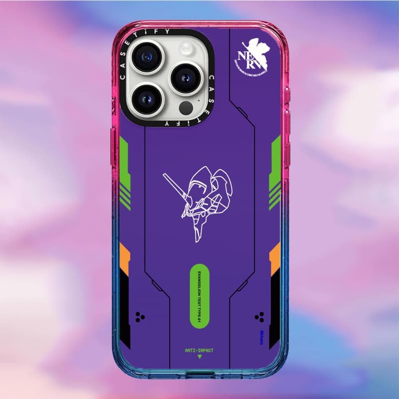 CASECASE X Neon Genesis Evangelion Case Black Edge Peach Haze Cotton Candy Collection Color Clear Hard Case Impact cho Apple iPhone 12 13 14 15 16 Pro Max Plus kèm hộp