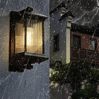 AIMI Đèn Tường Năng Lượng Mặt Trời Ngoài Trời IP65 Nhôm Chống Nước Đèn Tường Thủy Tinh LED Thích Hợp Cho Sân Vườn Ngoại Thất Hành Lang Tường Aisle