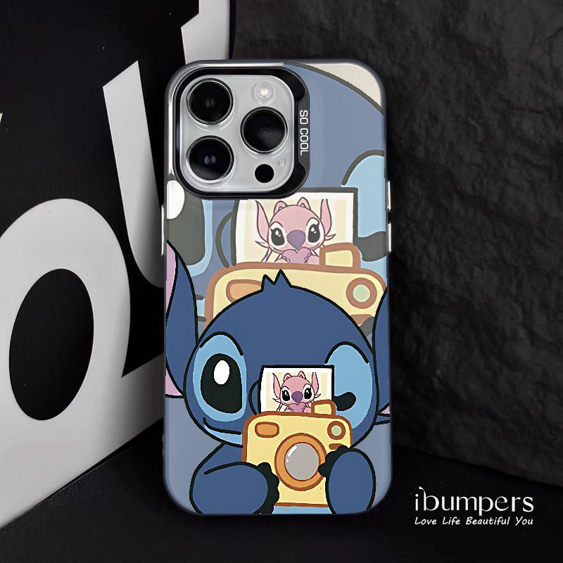 ibumpers Ốp Điện Thoại iPhone Cặp Đôi Dễ Thương Stitch Họa Tiết Thiên Thần Cho IPhone 16 15 14 12 13 11 Pro Max IP 7 8 Plus X XS XR Ốp Lưng IMD Cứng Và Nhẵn